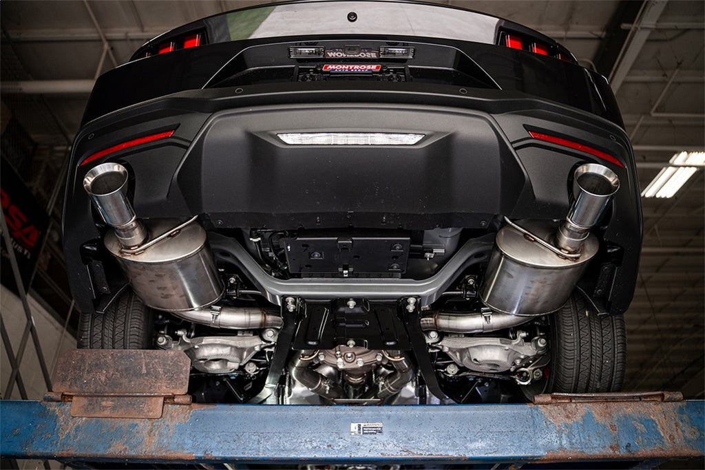 Corsa Performance 21273 3.0in. Dual Rear Exit Axle-Back Exhaust System with 4.5in. Polished Straight Cut for Select Ford Mustang