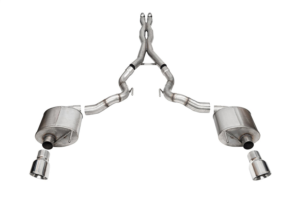 Corsa Performance 21274 3.0in. Dual Rear Exit Cat-Back Exhaust System with 4.5in. Polished Pro Series Ti for Select Ford Mustang