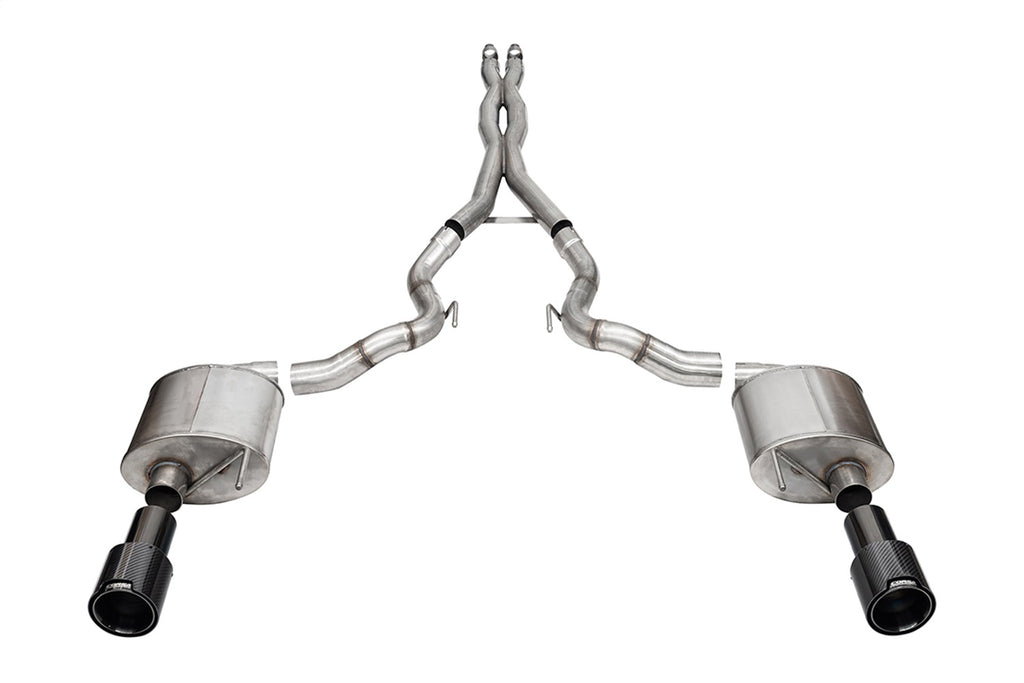 Corsa Performance 21275CFBLK 3.0in. Dual Rear Exit Cat-Back Exhaust System with 4.5in. Black PVD Straight Cut for Select Ford Mustang