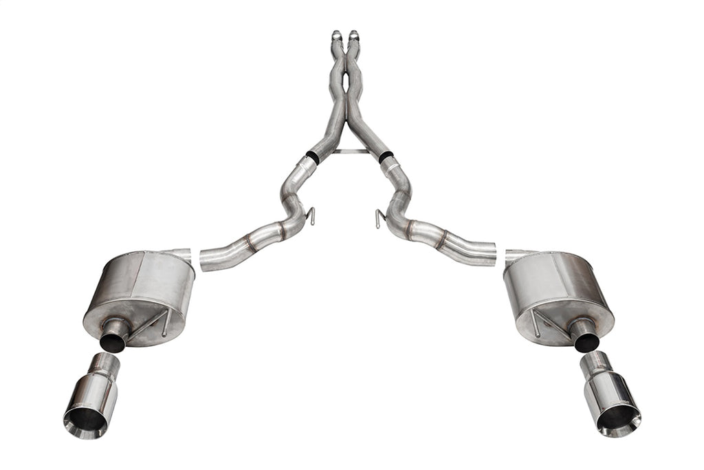Corsa Performance 21275 3.0in. Dual Rear Exit Cat-Back Exhaust System with 4.5in. Polished Straight Cut for Select Ford Mustang