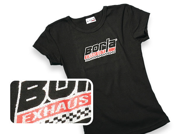 Borla 21312 Women's Checkered Black Scoop Neck T-Shirt - Large