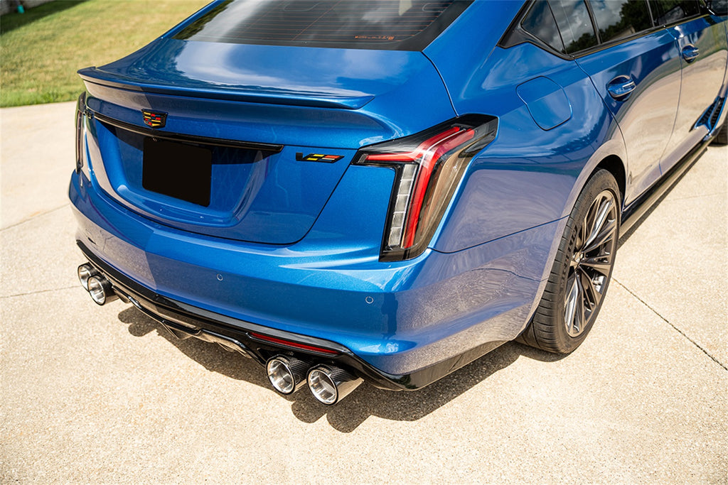Corsa Performance 21322CF 3in. Axle-Back Exhaust with Dual Mode Active Exhaust; Dual Rear Exit with Twin 4 for Select Cadillac CT5