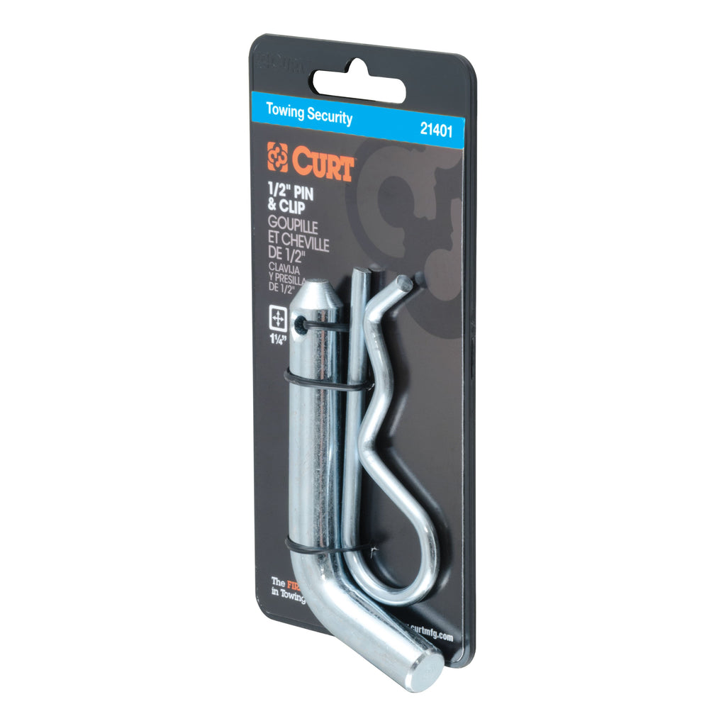 CURT 21401 1/2" Hitch Pin (1-1/4" Receiver, Zinc, Packaged)