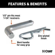 Load image into Gallery viewer, CURT 21401 1/2" Hitch Pin (1-1/4" Receiver, Zinc, Packaged)