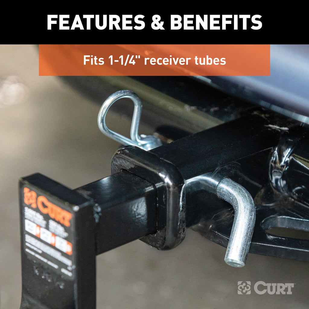 CURT 21401 1/2" Hitch Pin (1-1/4" Receiver, Zinc, Packaged)