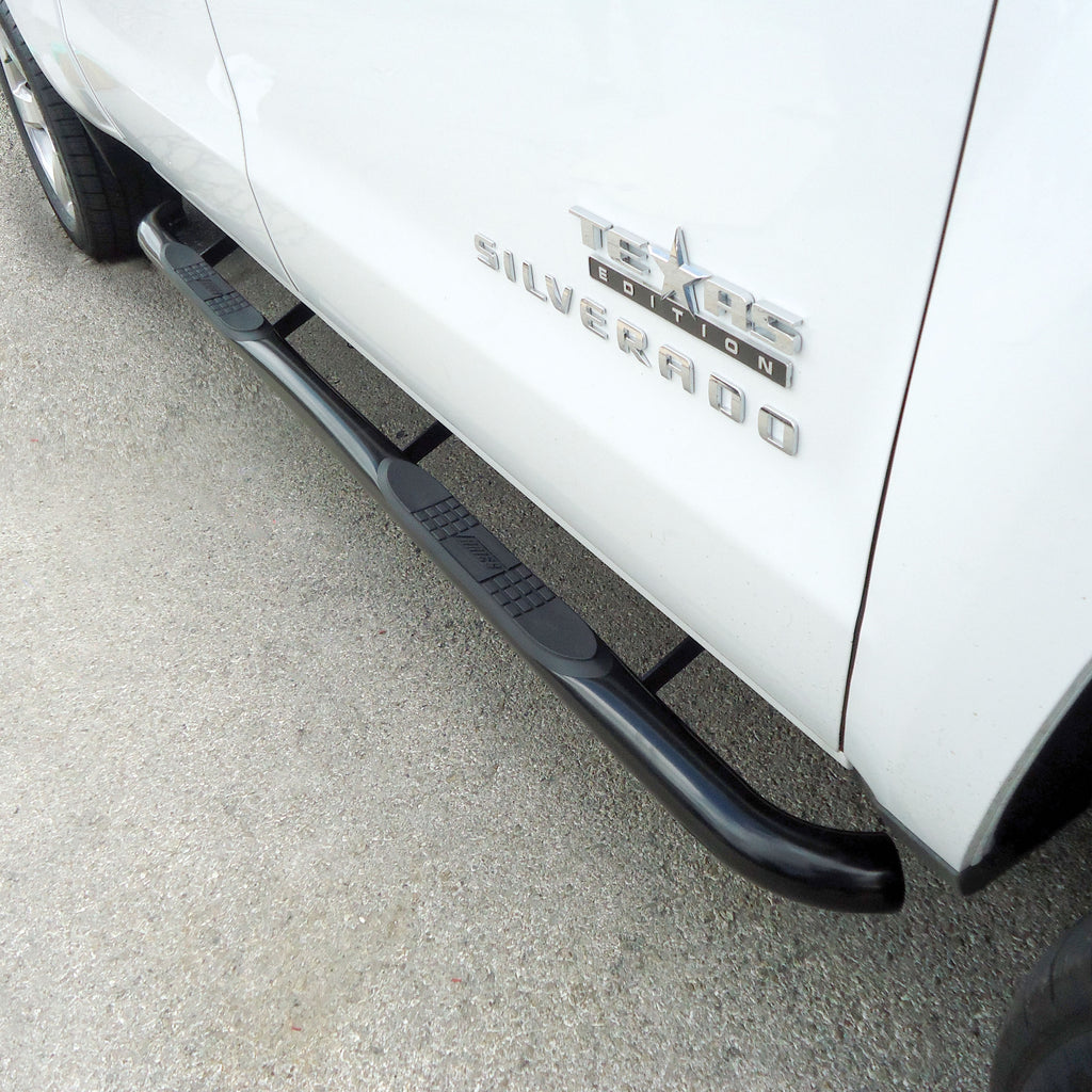ARIES 214045 3" Round Black Stainless Side Bars, Select Silverado, Sierra 1500, 2500, 3500 HD for Select Chevrolet Silverado 2500 HD