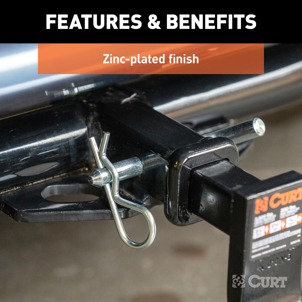 CURT 21502 1/2" Hitch Pin with 5/8" Adapter (1-1/4" or 2" Receiver, Zinc, Packaged)