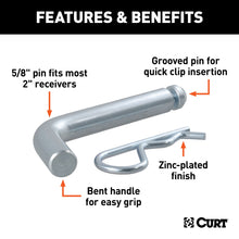 Load image into Gallery viewer, CURT 21504 5/8" Hitch Pin with Groove (2" Receiver, Zinc)