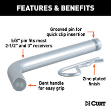 Load image into Gallery viewer, CURT 21507 Heavy-Duty 5/8" Hitch Pin with Groove (2-1/2" or 3" Receiver, Zinc)