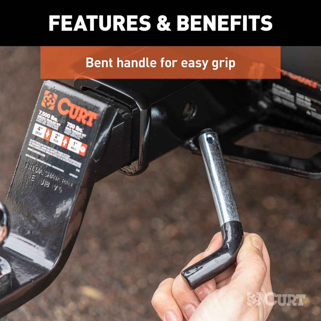 CURT 21510 5/8" Hitch Pin (2" Receiver, Zinc with Rubber Grip)