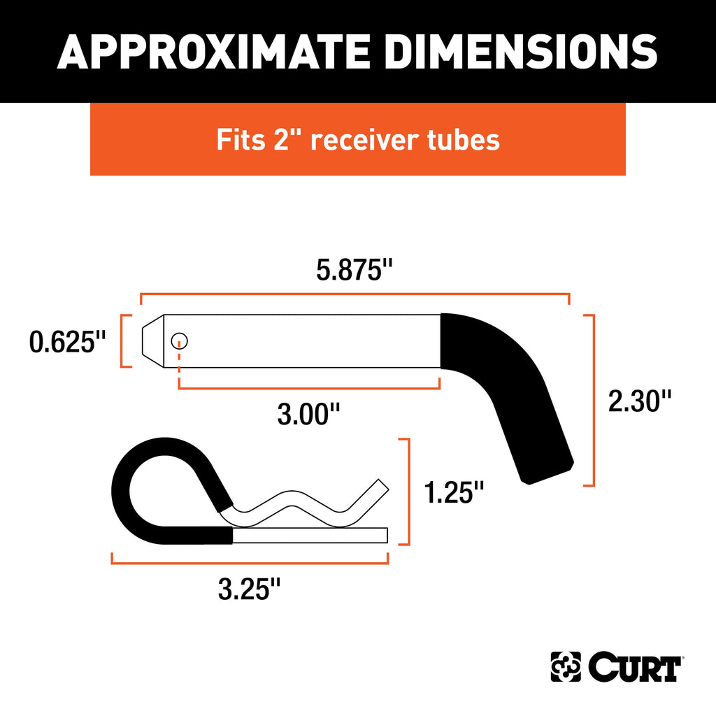 CURT 21511 5/8" Hitch Pin (2" Receiver, Zinc with Rubber Grip, Packaged)