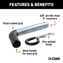 Load image into Gallery viewer, CURT 21511 5/8" Hitch Pin (2" Receiver, Zinc with Rubber Grip, Packaged)