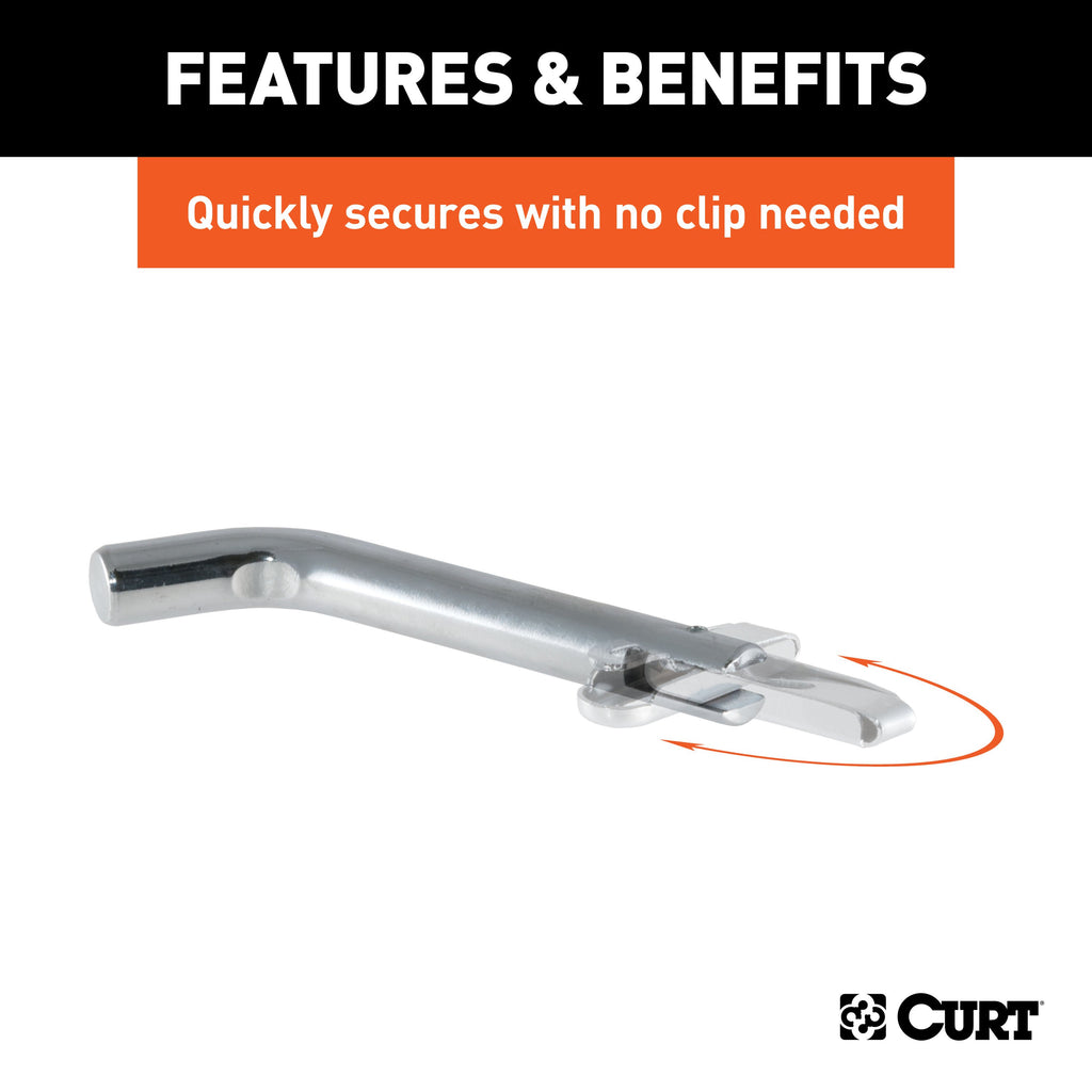 CURT 21541 1/2" Swivel Hitch Pin (1-1/4" Receiver, Chrome, Packaged)