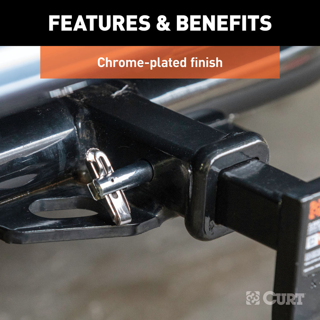 CURT 21541 1/2" Swivel Hitch Pin (1-1/4" Receiver, Chrome, Packaged)
