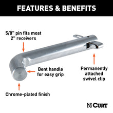 Load image into Gallery viewer, CURT 21551 5/8" Swivel Hitch Pin (2" Receiver, Chrome, Packaged)