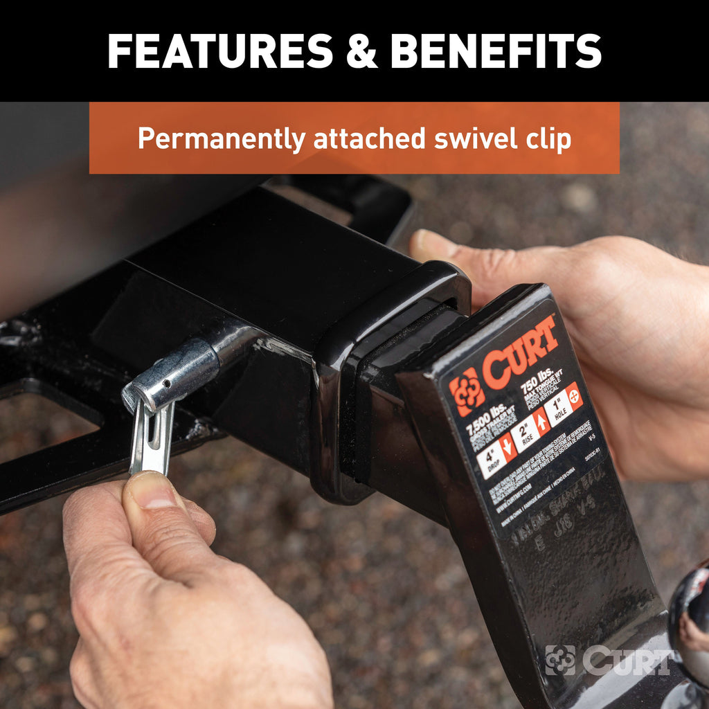 CURT 21551 5/8" Swivel Hitch Pin (2" Receiver, Chrome, Packaged)