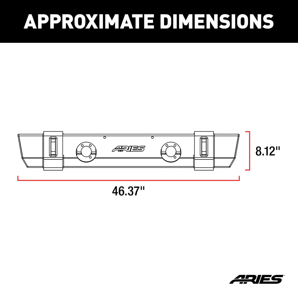 ARIES 2156000 TrailCrusher Jeep Wrangler JK Steel Front Bumper; 12.5K - Truck Part Superstore