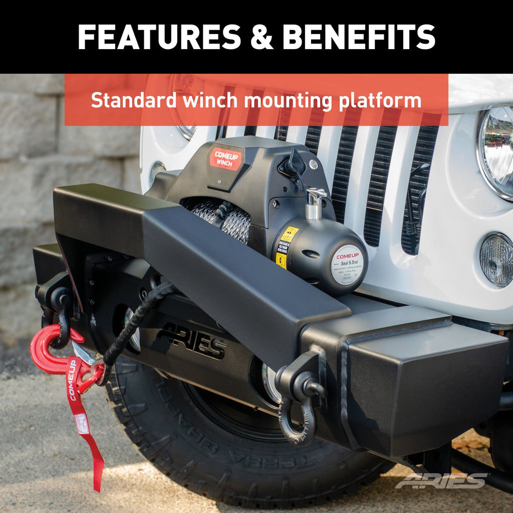 ARIES 2156000 TrailCrusher Jeep Wrangler JK Steel Front Bumper; 12.5K - Truck Part Superstore