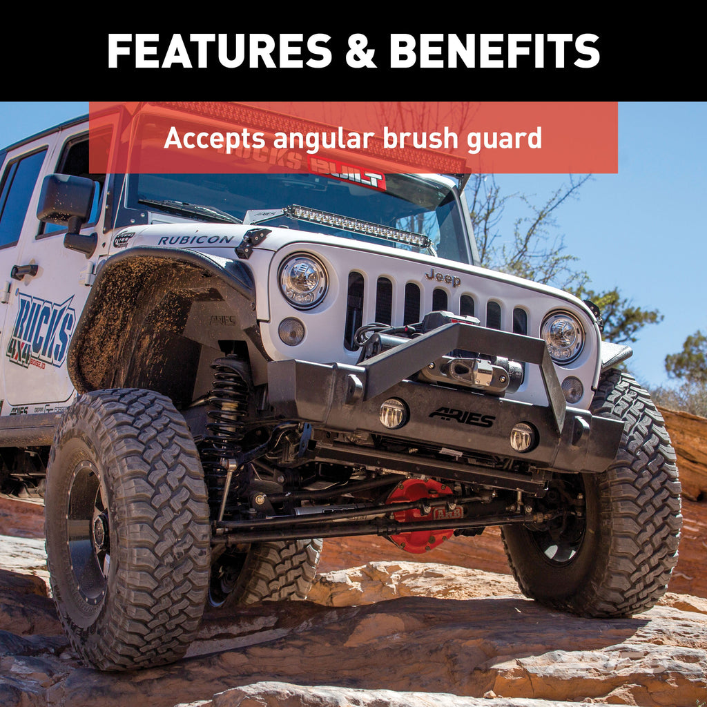 ARIES 2156000 TrailCrusher Jeep Wrangler JK Steel Front Bumper; 12.5K - Truck Part Superstore