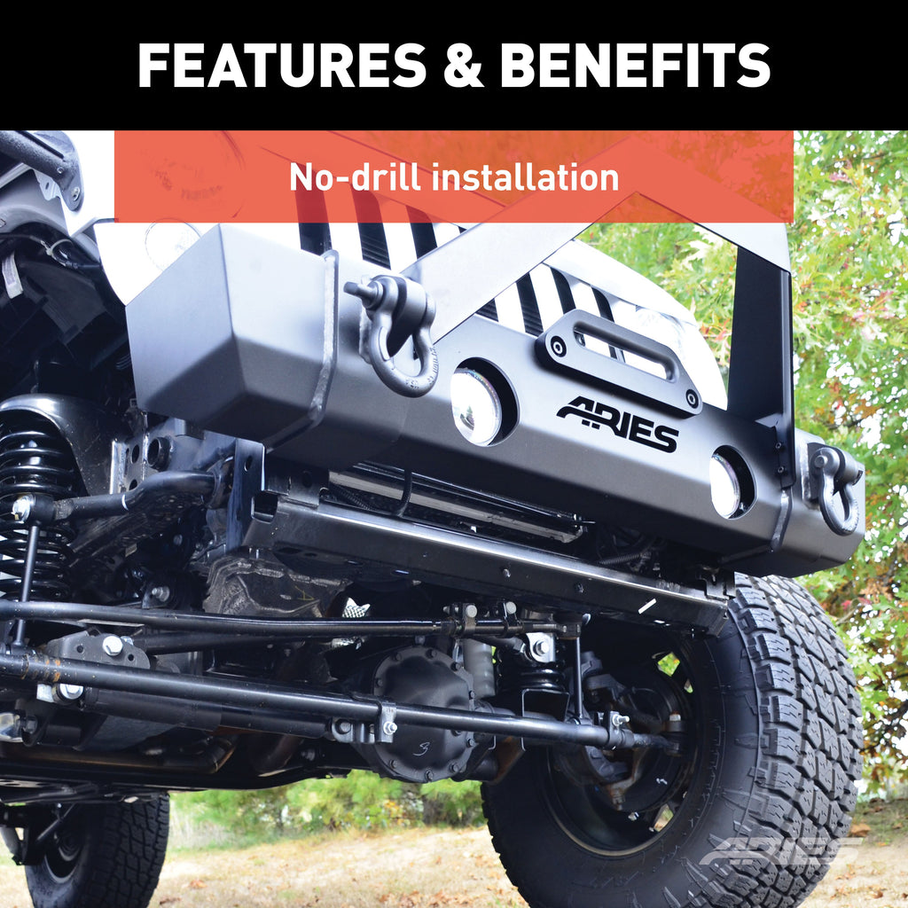 ARIES 2156000 TrailCrusher Jeep Wrangler JK Steel Front Bumper; 12.5K - Truck Part Superstore
