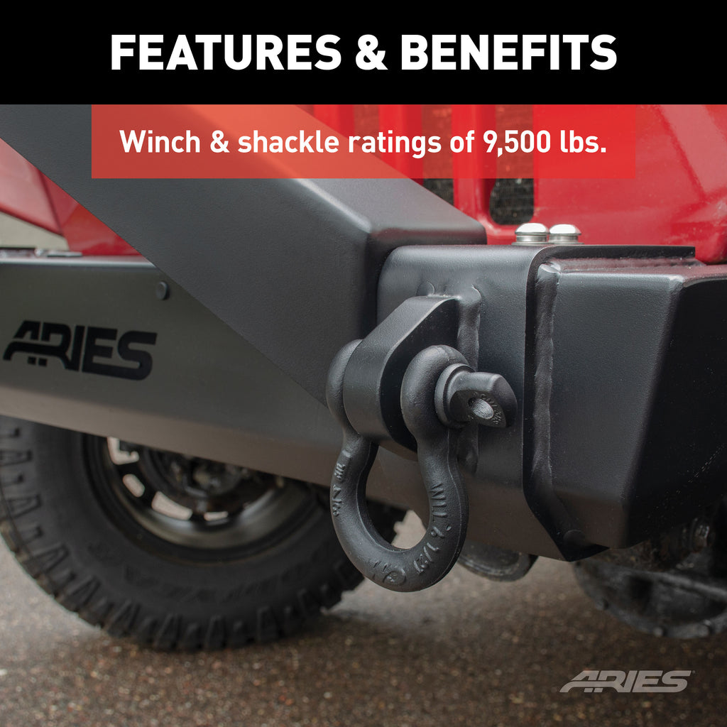 ARIES 2156001 TrailCrusher Jeep Wrangler TJ Steel Front Bumper, 9.5K for Select Jeep Wrangler
