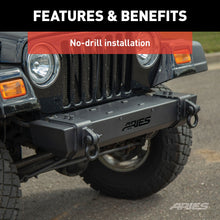 Load image into Gallery viewer, ARIES 2156001 TrailCrusher Jeep Wrangler TJ Steel Front Bumper, 9.5K for Select Jeep Wrangler