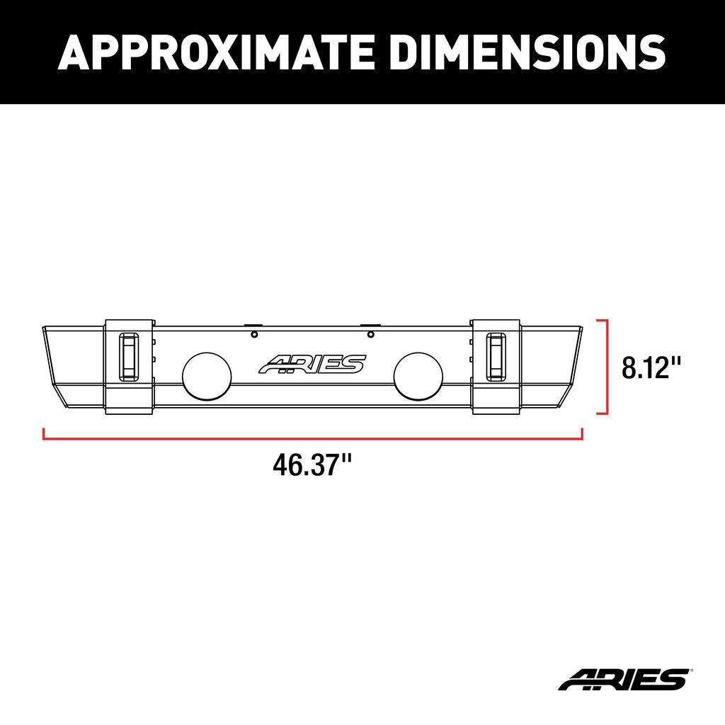 ARIES 2156002 TrailCrusher Jeep Wrangler JL, Gladiator Steel Front Bumper, 12.5K for Select Jeep Wrangler