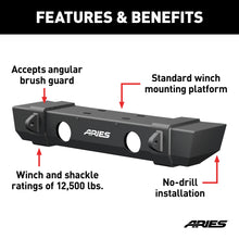 Load image into Gallery viewer, ARIES 2156002 TrailCrusher Jeep Wrangler JL, Gladiator Steel Front Bumper, 12.5K for Select Jeep Wrangler