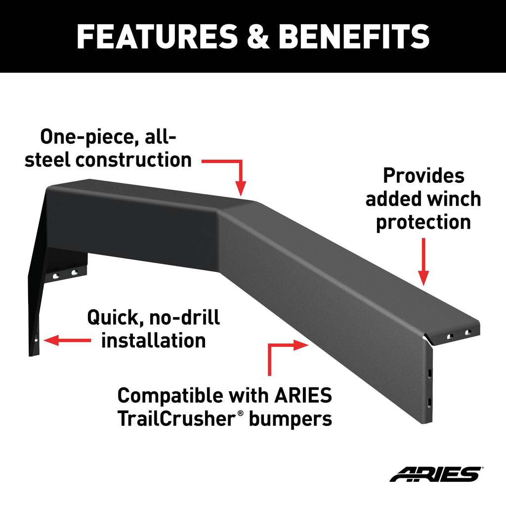 ARIES 2156050 TrailCrusher Jeep Wrangler, Gladiator Steel Front Bumper Angular Brush Guard for Select Jeep Wrangler