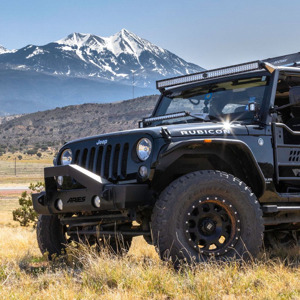 ARIES 2156050 TrailCrusher Jeep Wrangler, Gladiator Steel Front Bumper Angular Brush Guard for Select Jeep Wrangler