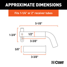 Load image into Gallery viewer, CURT 21561 1/2" Swivel Hitch Pin with 5/8" Adapter (1-1/4" or 2" Receiver, Zinc, Packaged)
