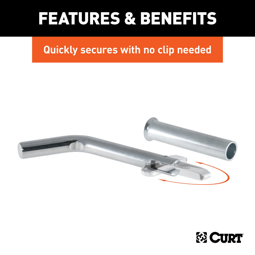 CURT 21561 1/2" Swivel Hitch Pin with 5/8" Adapter (1-1/4" or 2" Receiver, Zinc, Packaged)
