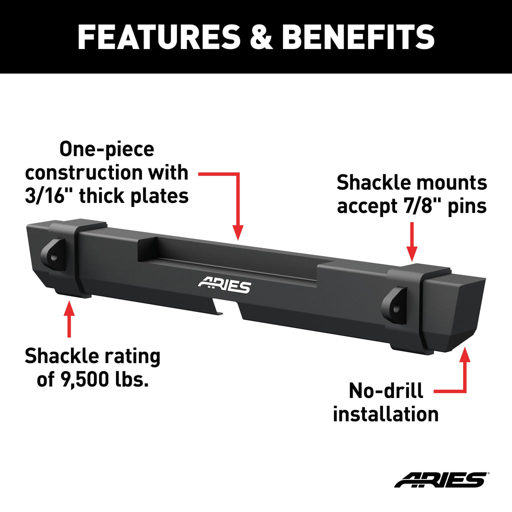 ARIES 2157001 TrailCrusher Jeep Wrangler TJ Steel Rear Bumper, 9.5K for Select Jeep Wrangler