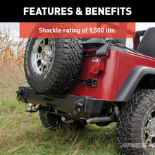 Load image into Gallery viewer, ARIES 2157001 TrailCrusher Jeep Wrangler TJ Steel Rear Bumper, 9.5K for Select Jeep Wrangler