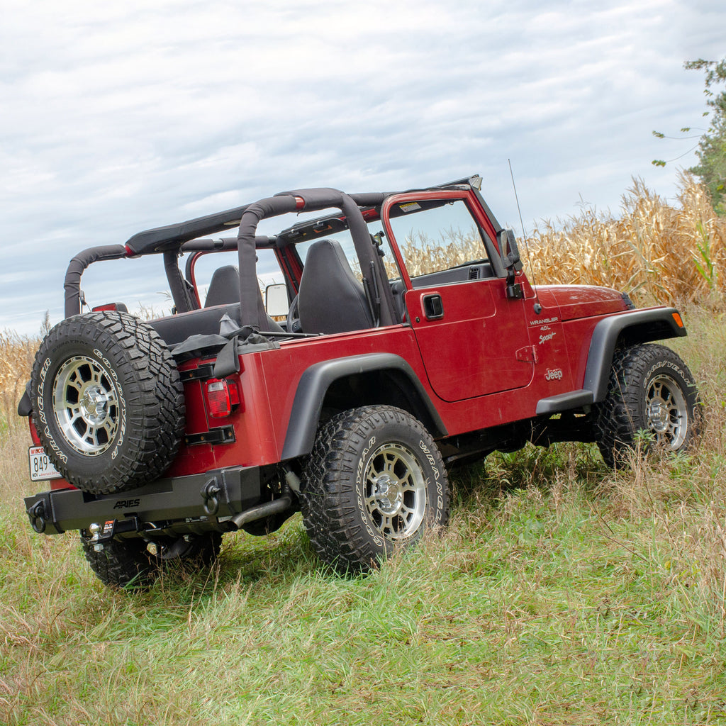 ARIES 2157001 TrailCrusher Jeep Wrangler TJ Steel Rear Bumper, 9.5K for Select Jeep Wrangler