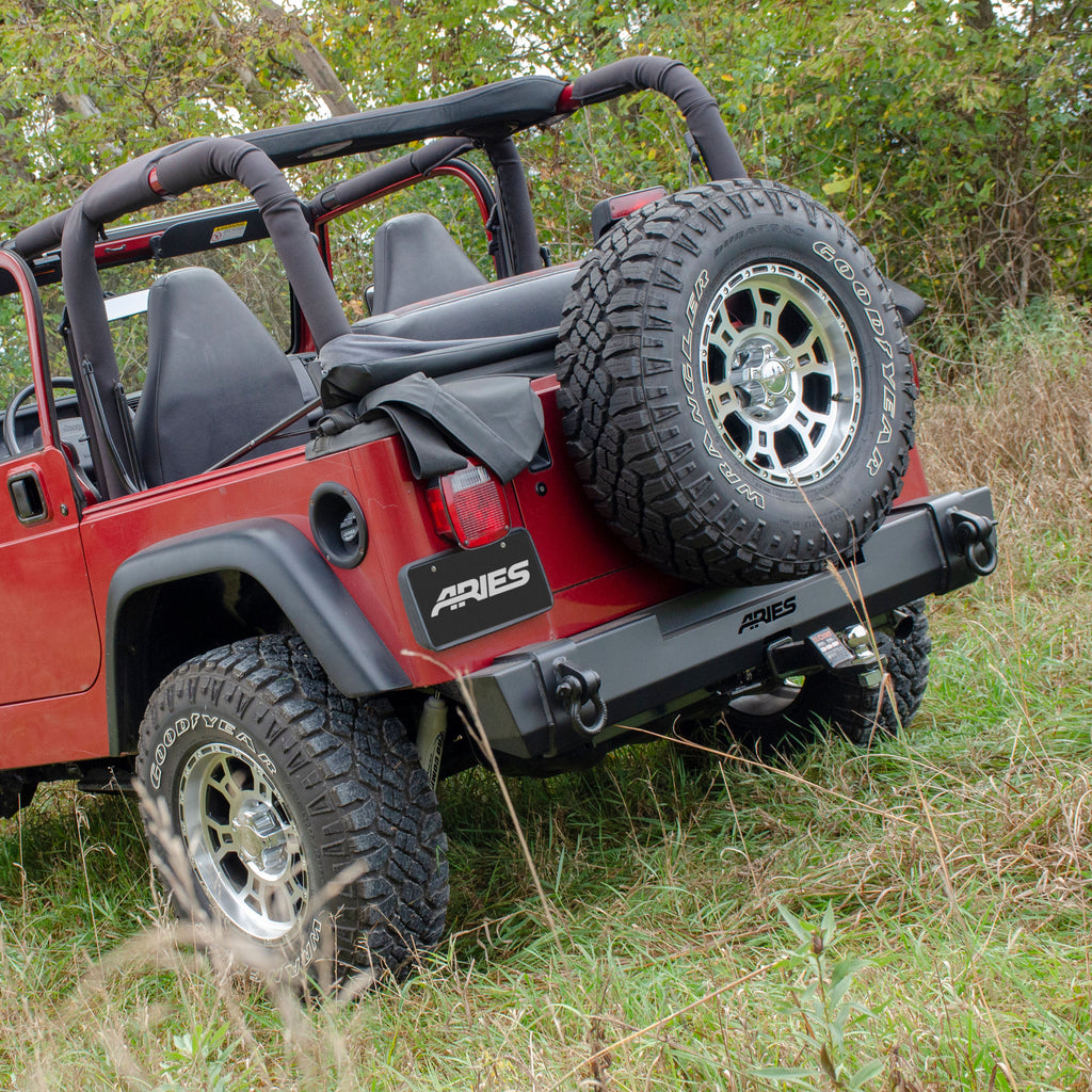 ARIES 2157001 TrailCrusher Jeep Wrangler TJ Steel Rear Bumper, 9.5K for Select Jeep Wrangler