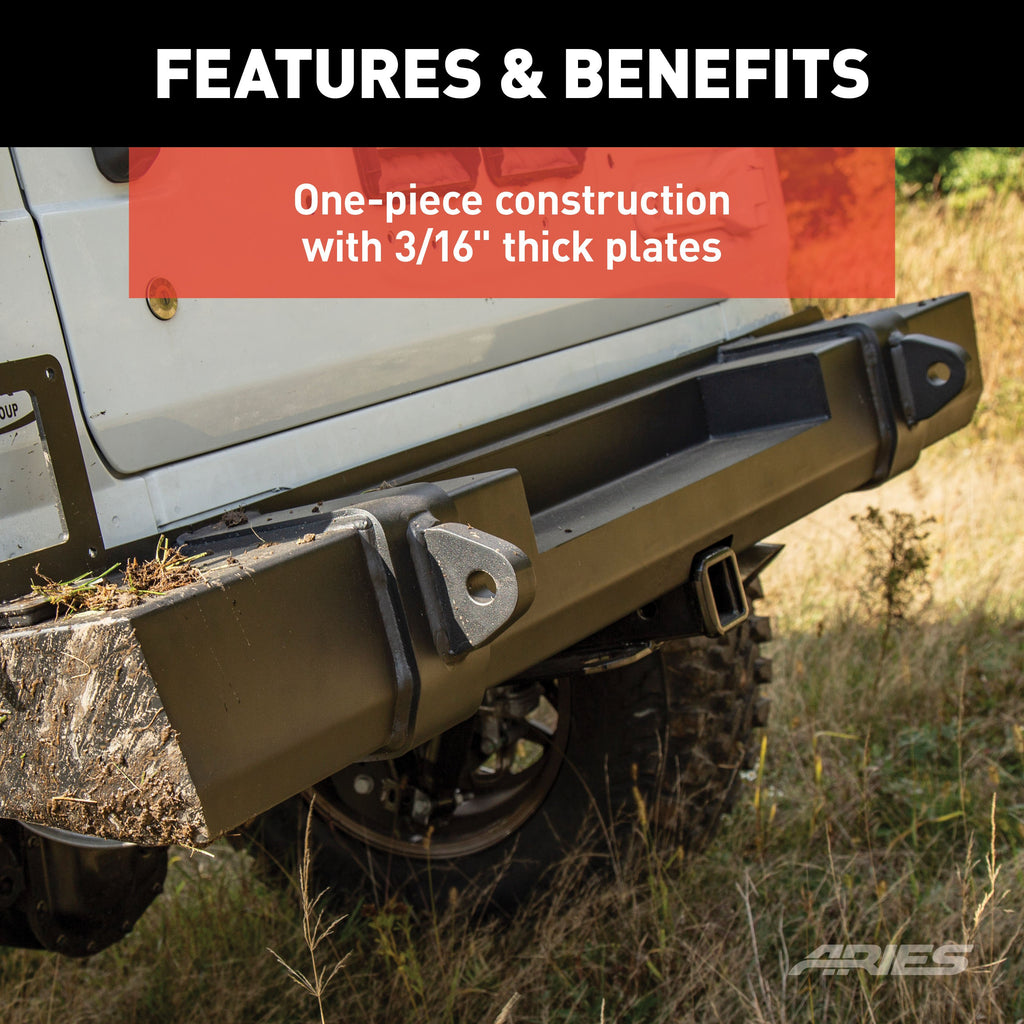 ARIES 2157002 TrailCrusher Jeep Wrangler JL Steel Rear Bumper, 12.5K for Select Jeep Wrangler