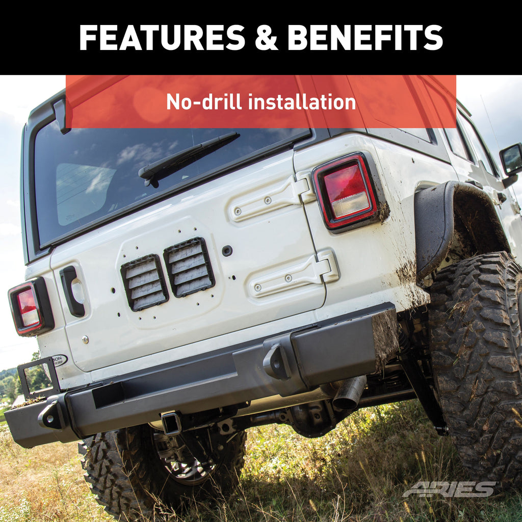 ARIES 2157002 TrailCrusher Jeep Wrangler JL Steel Rear Bumper, 12.5K for Select Jeep Wrangler