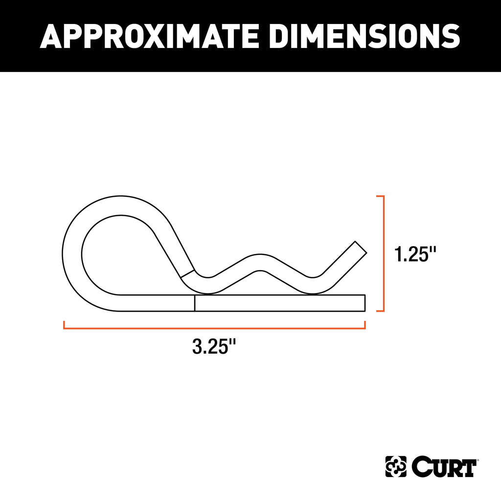 CURT 21600 Hitch Clip (Fits 1/2" or 5/8" Pin, Zinc)