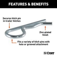 Load image into Gallery viewer, CURT 21600 Hitch Clip (Fits 1/2" or 5/8" Pin, Zinc)