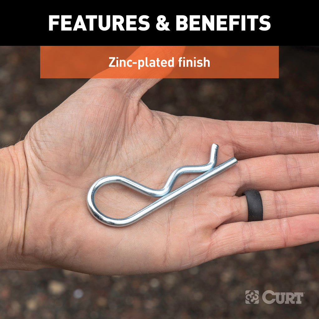 CURT 21601 Hitch Clip (Fits 1/2" or 5/8" Pin, Zinc, Packaged)