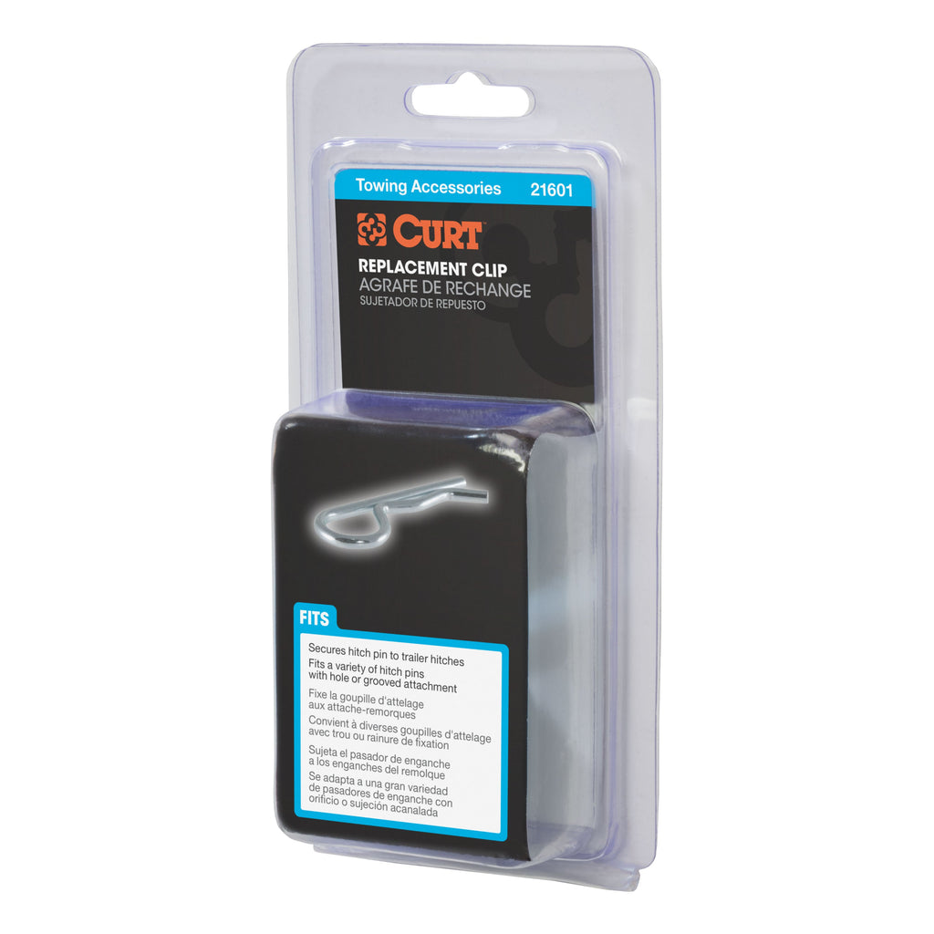 CURT 21601 Hitch Clip (Fits 1/2" or 5/8" Pin, Zinc, Packaged)