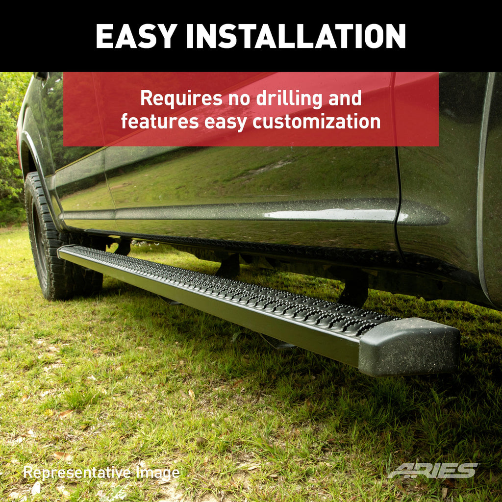 ARIES 216088 SlimGrip 5" x 88" Black Aluminum Running Boards (No Brackets) for Select Ford F-250