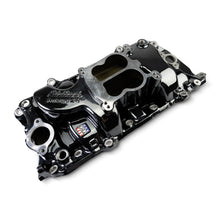 Load image into Gallery viewer, Edelbrock 2161-BP Performer 2-O Manifold for 1965-90 B/B Chevy Oval Port Heads, Black Plasma