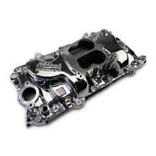 Load image into Gallery viewer, Edelbrock 2161-CP Performer 2-O Manifold for 1965-90 B/B Chevy Oval Port Heads, Chrome Plasma