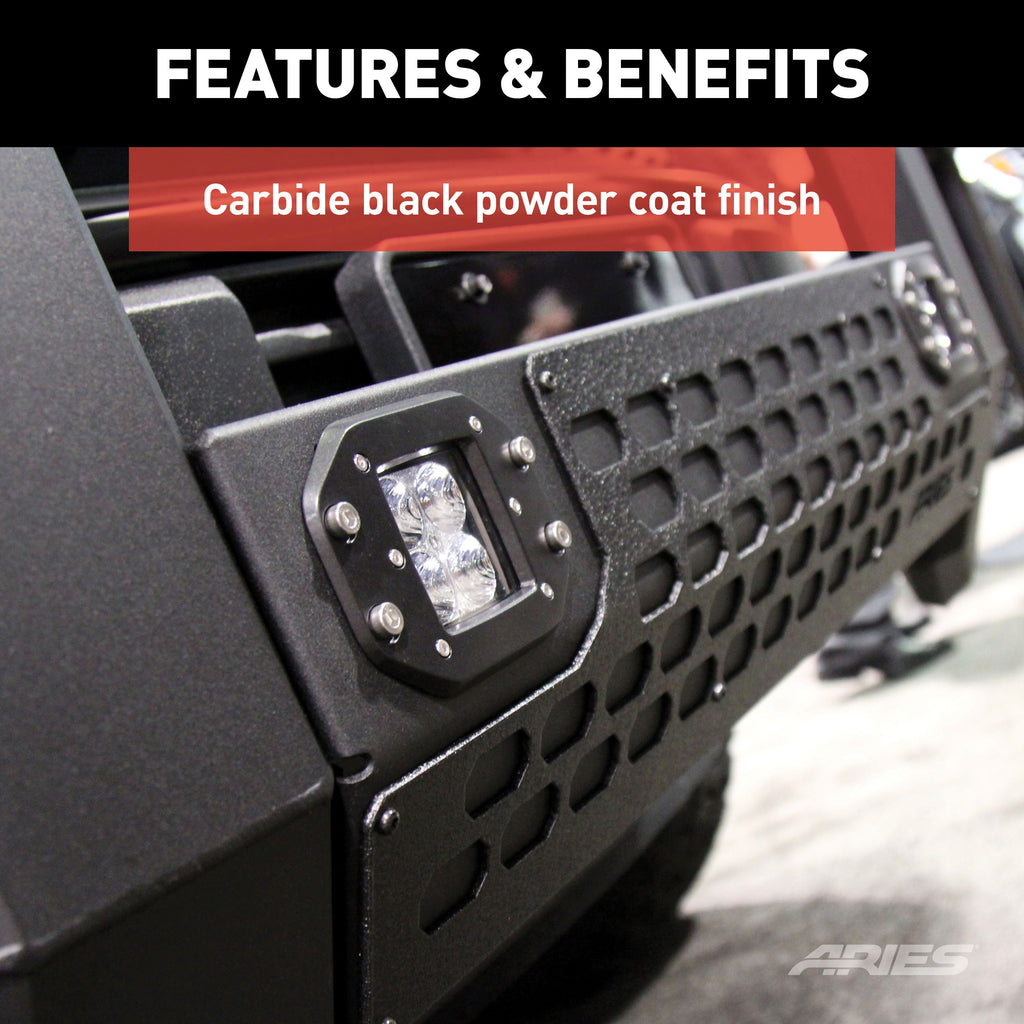 ARIES 2164101 AdvantEDGE 5-1/2in. Black Aluminum Bull Bar with Lights; Select Silverado; Sierr - Truck Part Superstore