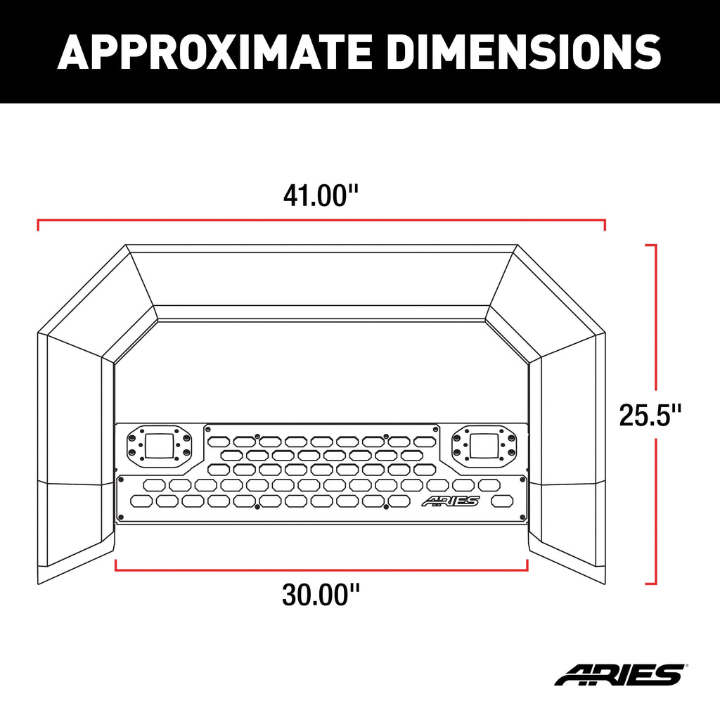 ARIES 2164103 AdvantEDGE 5-1/2in. Black Aluminum Bull Bar with Lights; Select Silverado; Sierr - Truck Part Superstore