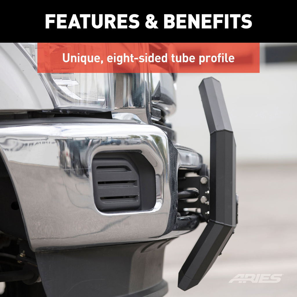 ARIES 2165101 AdvantEDGE 5-1/2in. Black Aluminum Bull Bar with Lights; Select Ram 2500; 3500 - Truck Part Superstore
