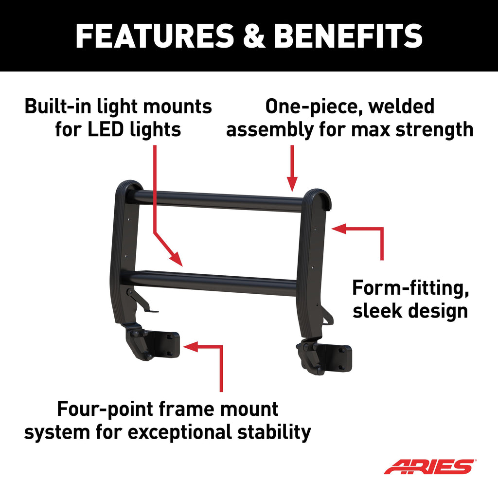 ARIES 2165200 ForeFront Black Steel Bull Bar for Ford Bronco for Select Ford Bronco