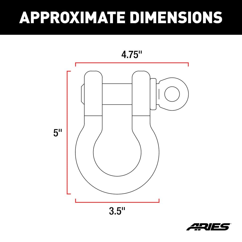 ARIES 2166071 Off-Road D-Ring Shackles (12,500 lbs, 2-Pack)